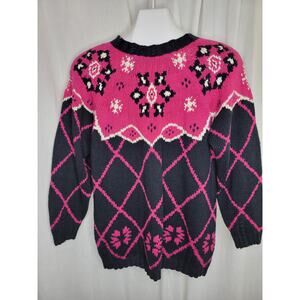 Piccone Sport Vintage Pink and Navy Hand Knit Sweater, M